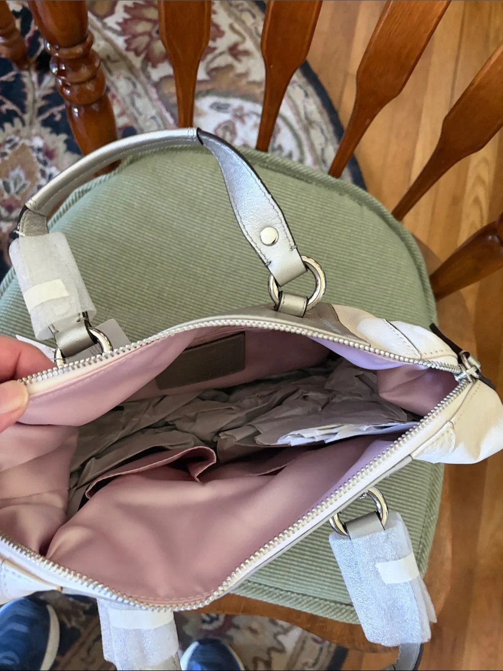 Coach Cream Satchel with Silver Trim